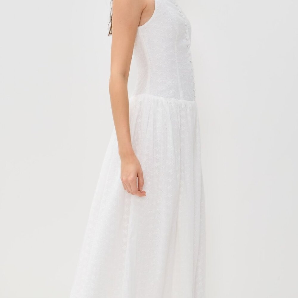 $205 NWT Runaway the Label Nevah Maxi Dress White Eyelet - Picture 3 of 5